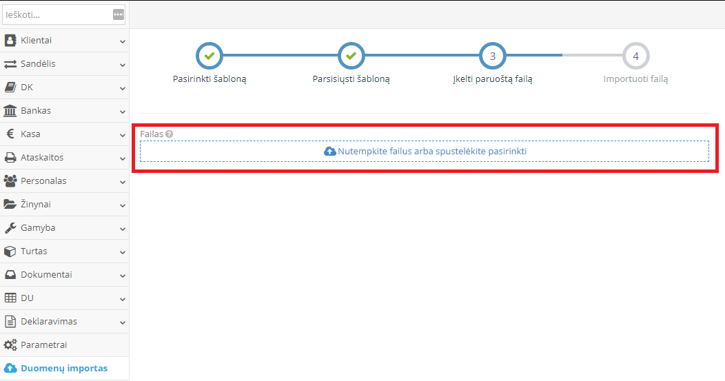 Failo įkėlimo į programą 1.lt instrukcija klientų importui