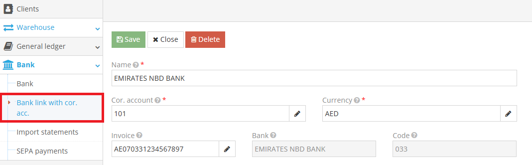 Bank account linking with corresponding account