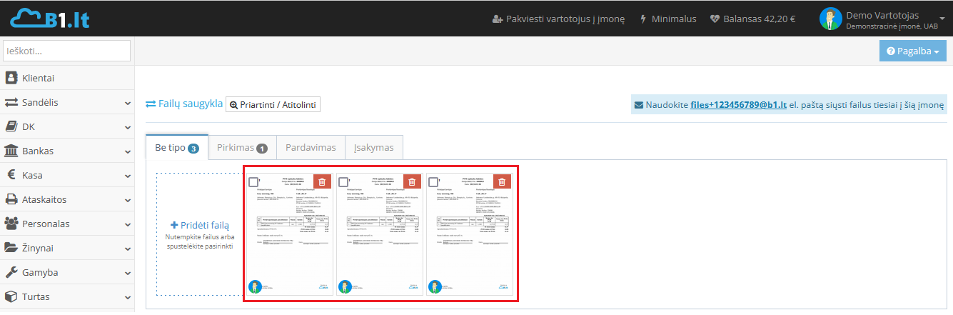 Atsiųstų dokumentų saugojimas Site.pro darbalaukyje