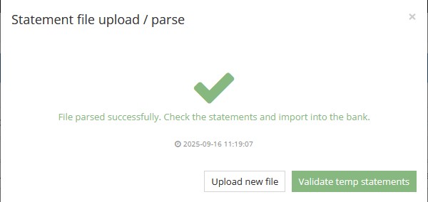 Selecting and viewing imported bank statements