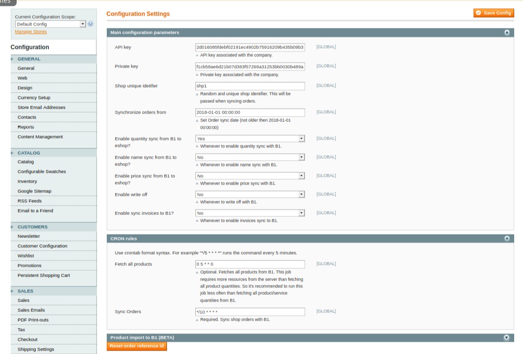 Окно импорта карточек товаров из Magento в Site.pro