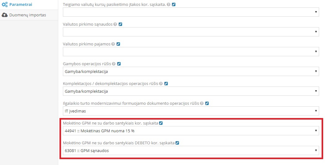 GPM deklaracijos parametrų užpildymas buhalterijoje