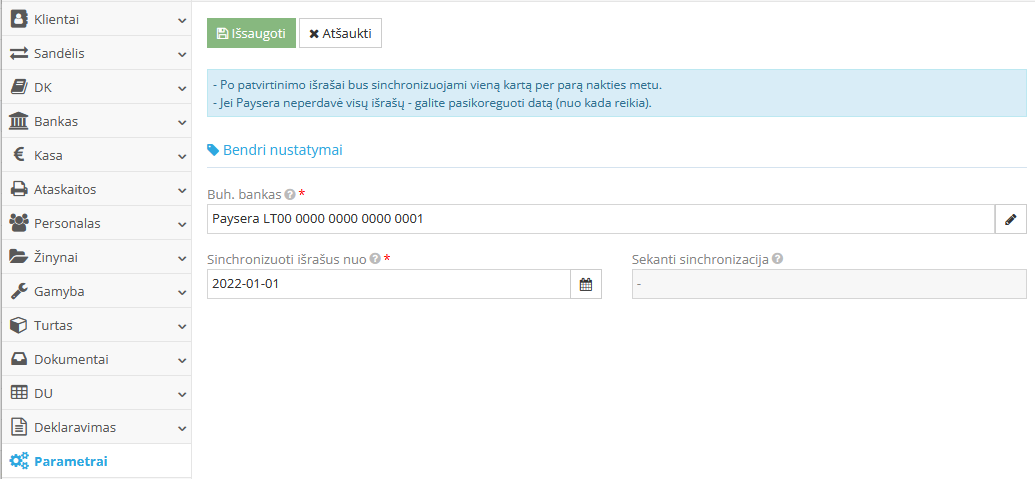 Paysera paslaugos pridėjimo langas