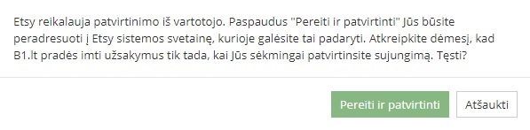Vartotojo patvirtinimas išsaugojant integraciją