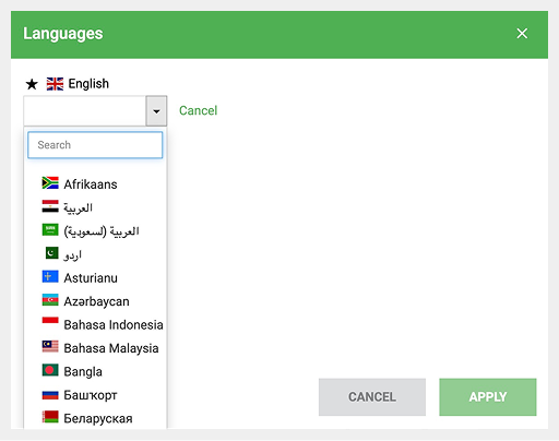 Adding languages in website builder