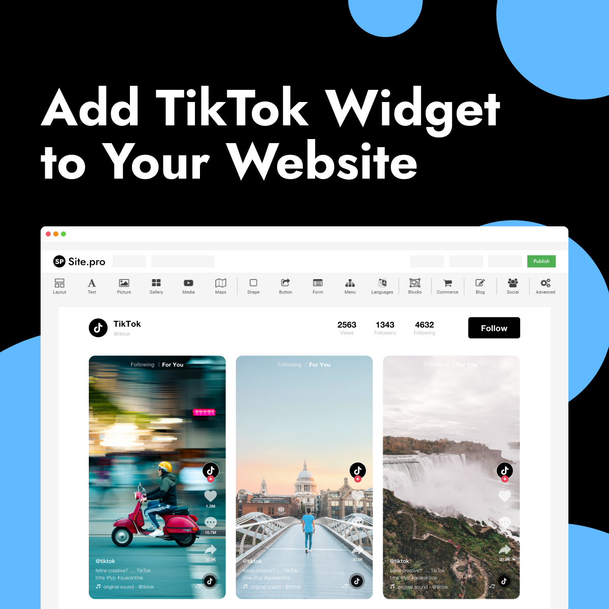 Пример добавления виджета TikTok на сайт